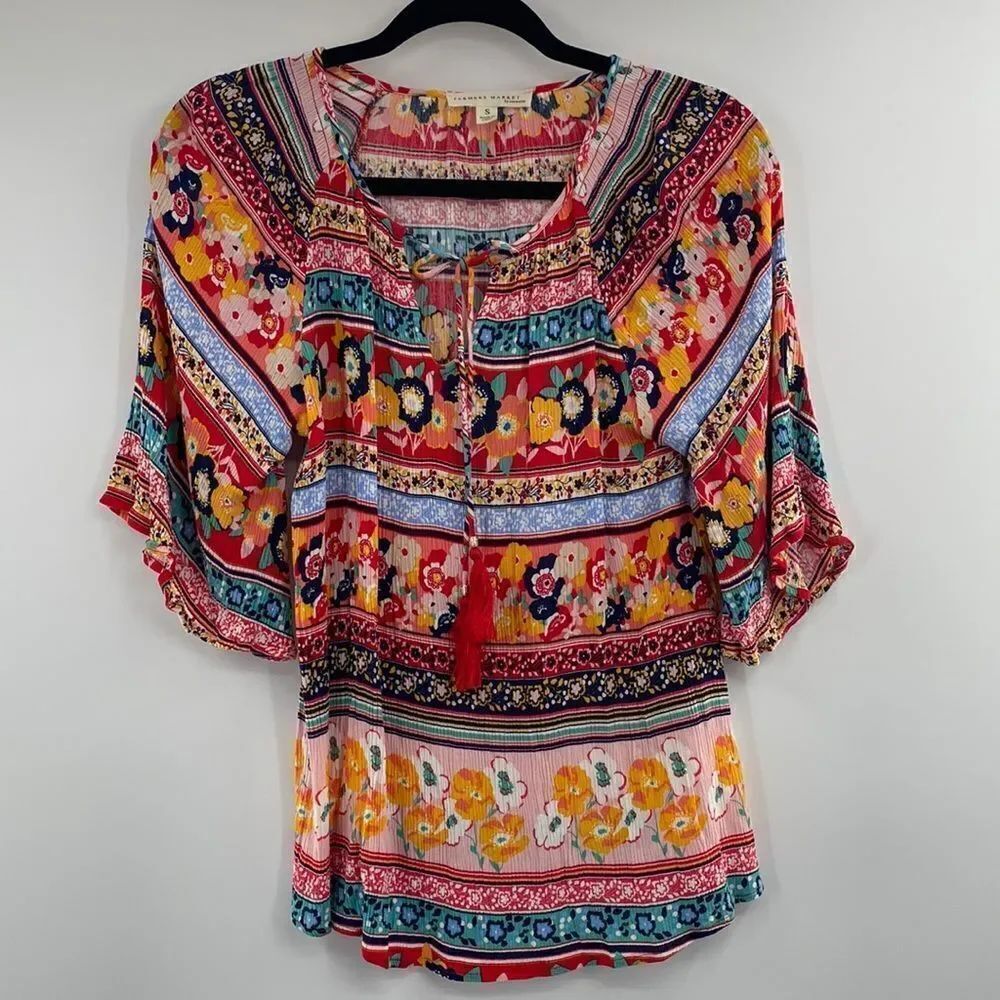 3For$20 Farmer’s Market by Oneworld Multi-Boho Style Print Top size: Small